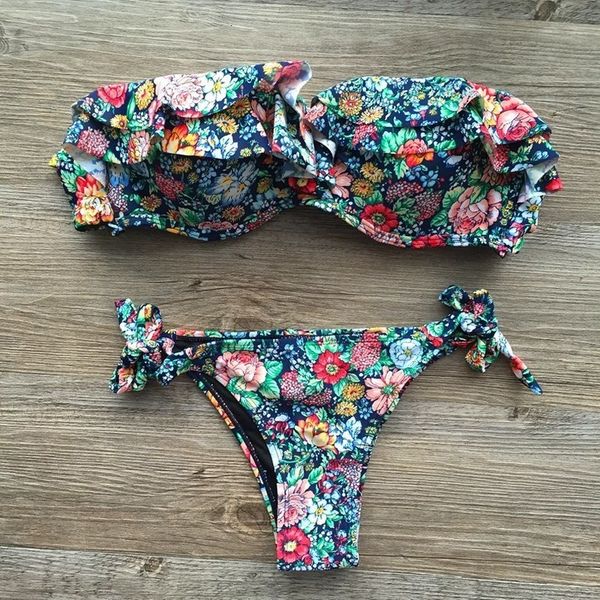 

sexy печати falbala push up купальный костюм бикини купальники купальник бразильского бикини set 2020 майо de bain femme 55, White;black
