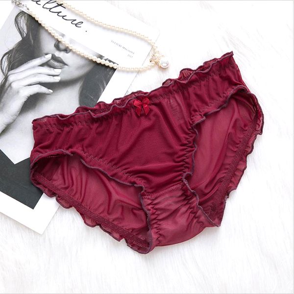 

fashion panties mesh ultra-thin bow briefs for women low-rise female underwear breathable cute ladies girls bread lingerie, Black;pink