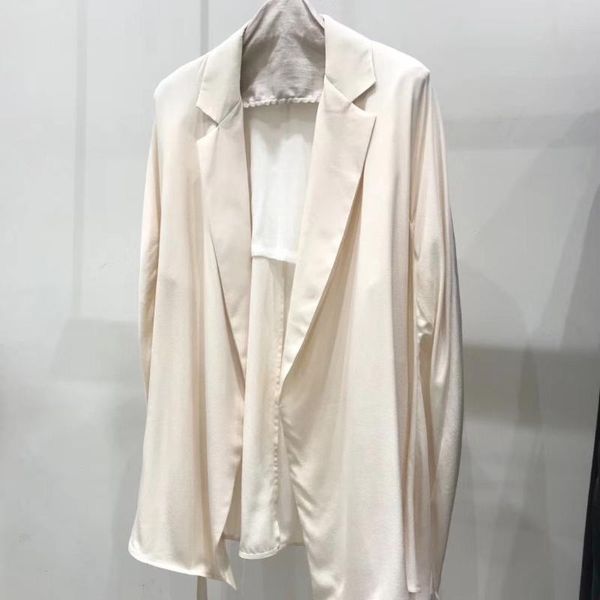 

2020 new ladies high-quality fashion long-sleeved lapel solid color lace-up silk sand wash coat 0709, Black;brown