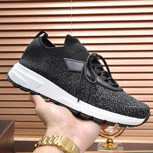 

comfortable prax 01 knit fabric sneakers men 's shoes fashion sports style footwears plus size lace -up luxury men shoes herren sports, Black