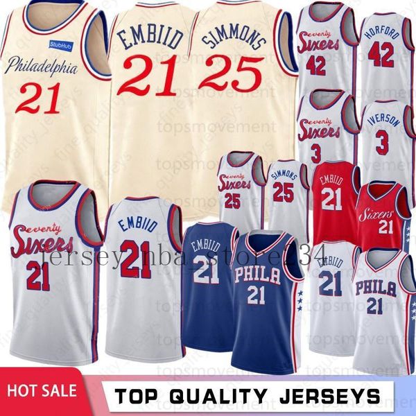 

ncaa joel 21 embiid ben 25 simmons college jerseys allen 3 iverson al 42 horford 33 harris men basketball jerseys city retro jerseys 2020, Black;red