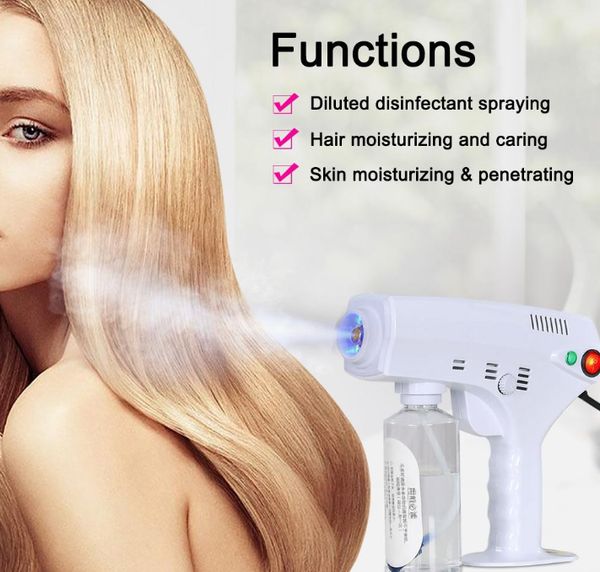 

ins portable nano sterilizer steam gun blue ray hair nano spray guns for disinfection and hair moisturizing home usedhl