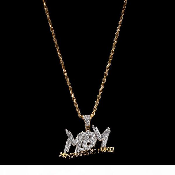 

j motivated by money pendant necklace bling cubic zirconia iced out hiphop gold jewelry mens luxury hip hop necklace, Silver