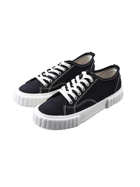 

canvas shoes female 2020 students new muffin thick bottom korean version of ins tide spring models wild black shoes