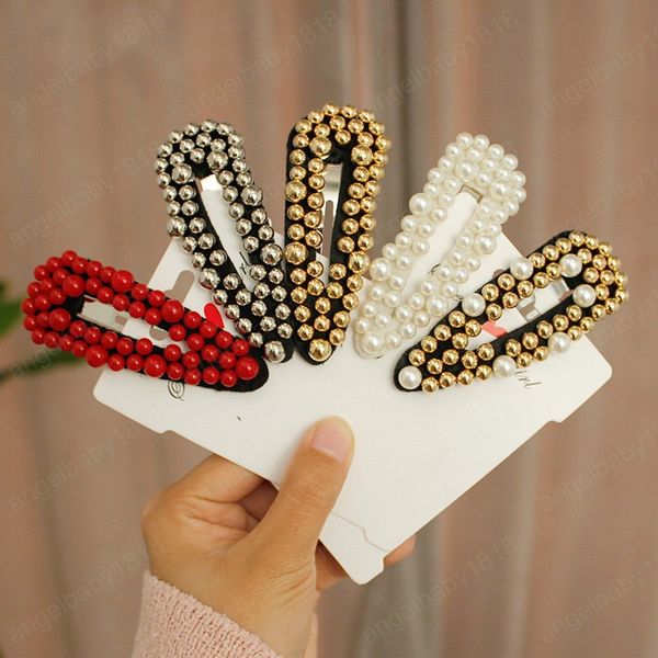 

new disc pearl hairpin female temperament liu seaside clip korean hairpin simple word folder clip hair accessories, Slivery;white