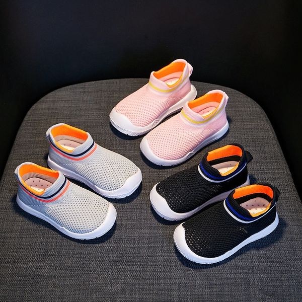 

2020 children's net coconut sneakers coconut children's flying sports shoes baby sports shoes, Black