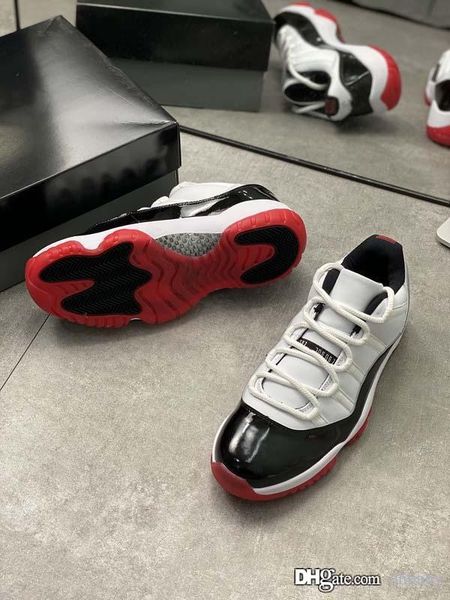

air authentic 11 low white bred basketball shoes 11s men black true red retro athletic sneakers with box av2187-160