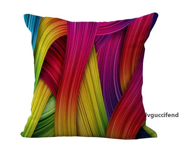 

colors rainbow geometric pattern pillow case cushion cover linen cotton throw pillowcases 10 color options custom free