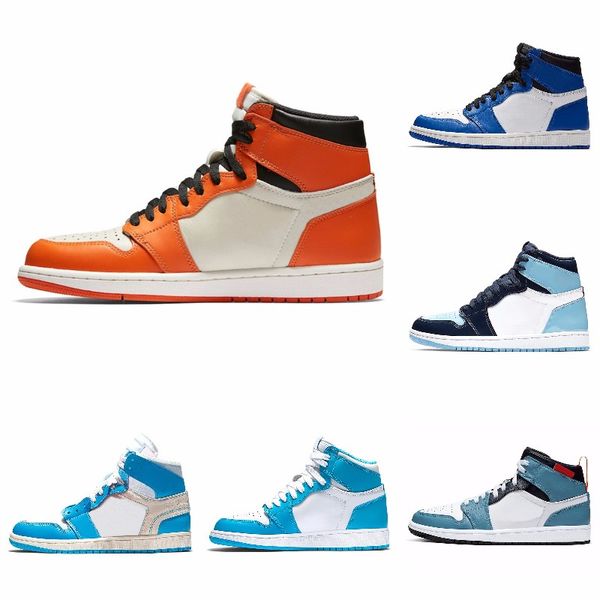 

new 1 high og unc patent wmns asg obsidian blue chill white men women basketball shoes 1s all-star game sneakers with box
