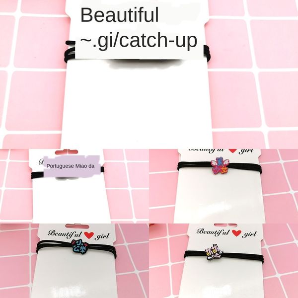 

o4rt5 korean-style rubber hair internet celebrity with characters big beauty hairpin high elasticity cute cute hairpin hair band rubber band, Slivery;white