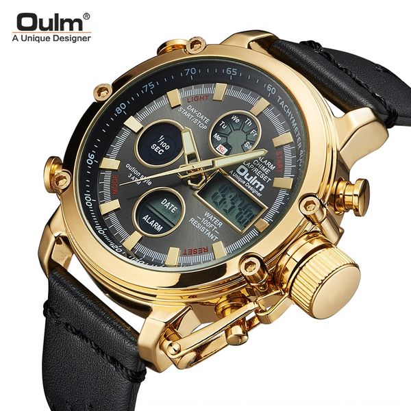 

oulm radium genuine leather fashion men's electronic quartz waterproof electronic watch watch watch, Blue
