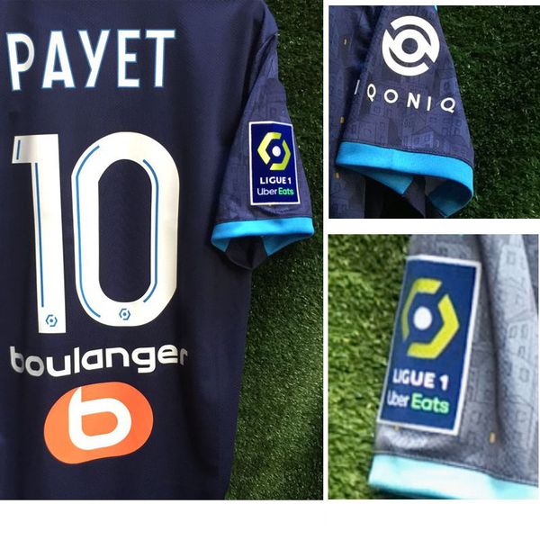 

2020 om payet maillot benedetto thauvin rongier alvaro mandanda с полным спонсором футбольный патч значок