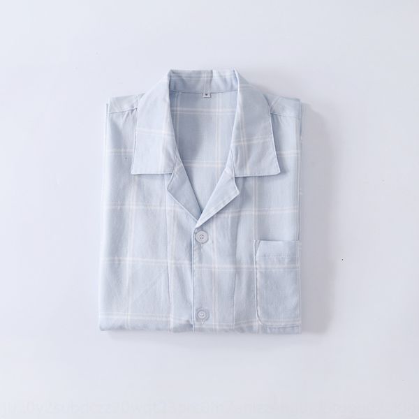 

men's short-sleeved trousers cotton suit casual home cotton double layer yarn simple trousers pajamas pajamas plaid, Blue;red