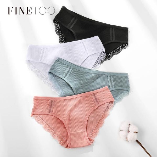 

women's panties finetoo -xl women underpants cotton lace underwear fashion girls briefs female panty lady underwears lingerie 2021, Black;pink