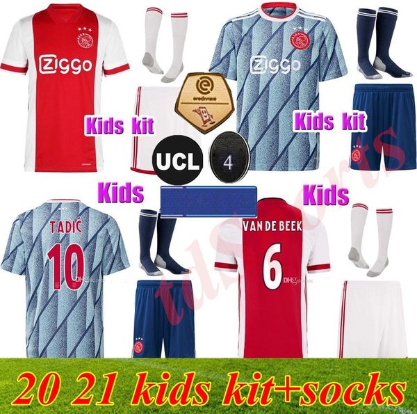 

2020 2021 ajax soccer jerseys kids kits 20 21 camisa neres tadic huntelaar de ligt ven de beek youth football shirts, Black