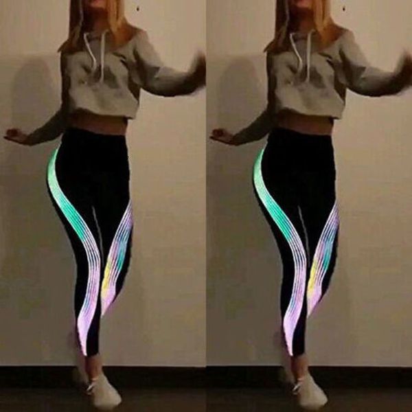 

cool womens fitness leggings stretch pants glow in dark broadcloth pants elastic waist fitness long pants, Black
