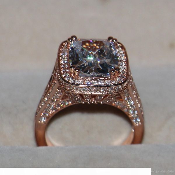 

o victoria wieck luxury jewelry 10ct z 192pcs tiny cz 925 sterling silver rose pave simulated diamond wedding band women ring size, Slivery;golden