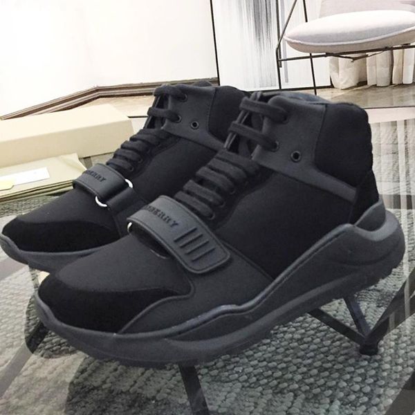

breathable mens boots autumn and winter luxury shoes vintage check cotton sneakers scarpe sportive da uomo sports high style men shoes, Black