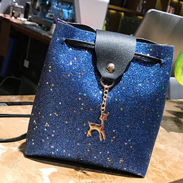 

plain new womens fashion messenger bag upscale personalized shoulder bag cute sequins deer bucket bag