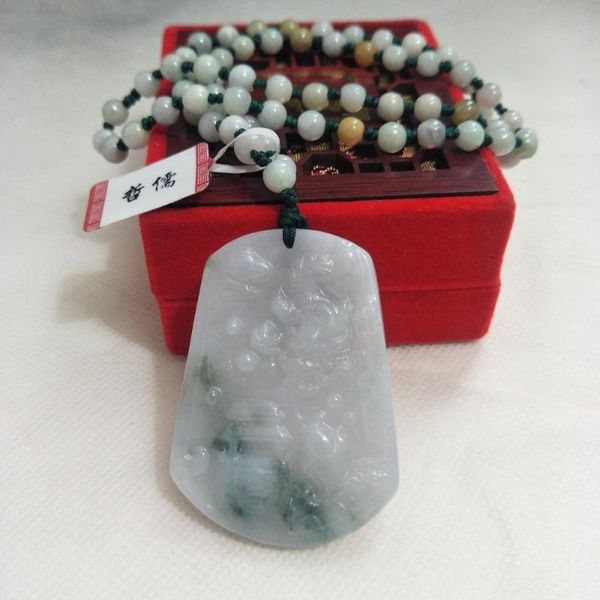 

zheru jewelry pure natural jadeitefish flies from dragon gate to dragon pendant three-colored yuzhu necklace a class a certifica, Silver