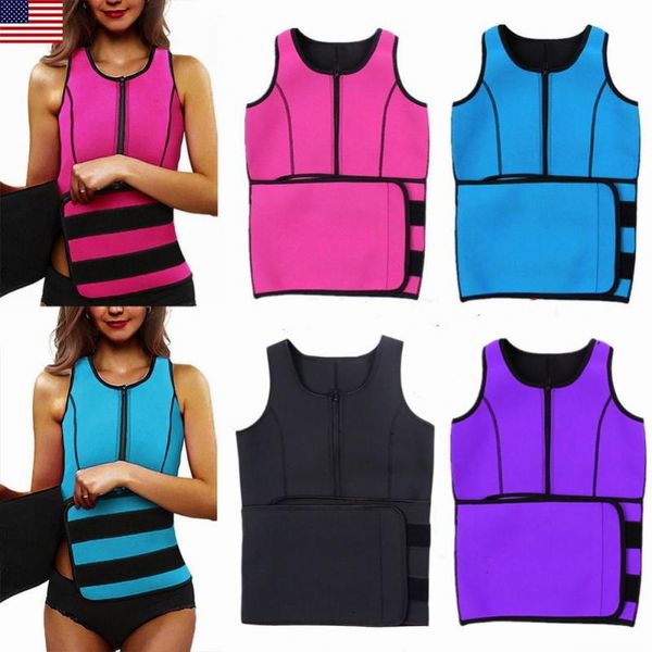 

lady sauna thermo sweat waist trainer vest body shaper tummy slimmer belt corset body shaper waist cincher corset 2020, Black;blue