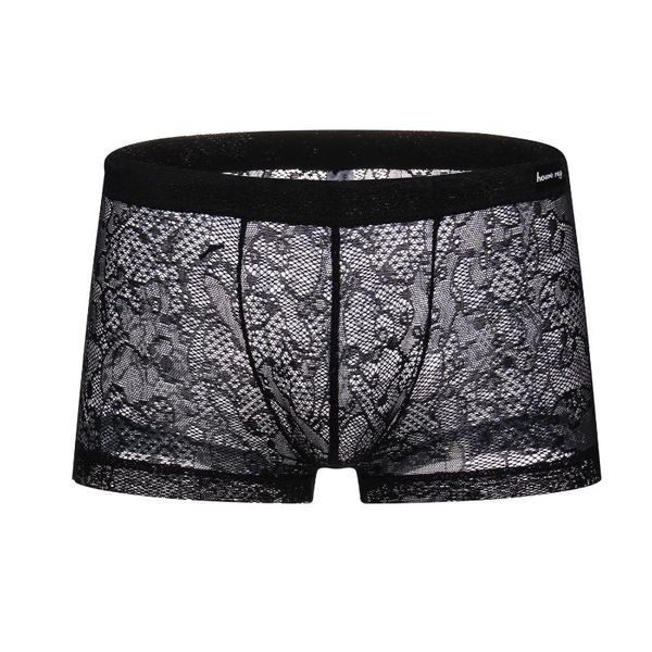 

man boxer lace panties mens underwear lingerie small boxer shorts homme mens gay underwear pouch cueca shortsboxer, Black;white