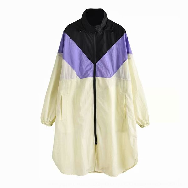 

b6792-wind women's clothing 2019 summer new coat lazy style color matching hooded sunscreen coat for women, Black;brown