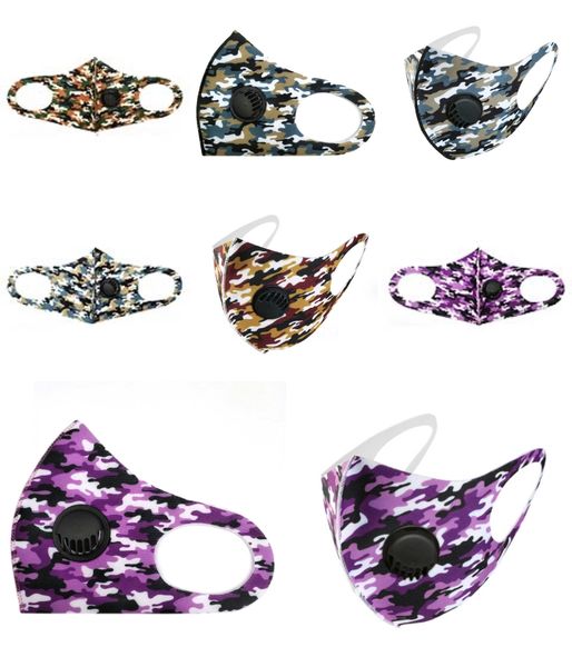 

stock diy protective ice silk sponge face mask mascherine camouflage strawberry print anti dust pm2.5 breathable mouth designer printed f#41, Black