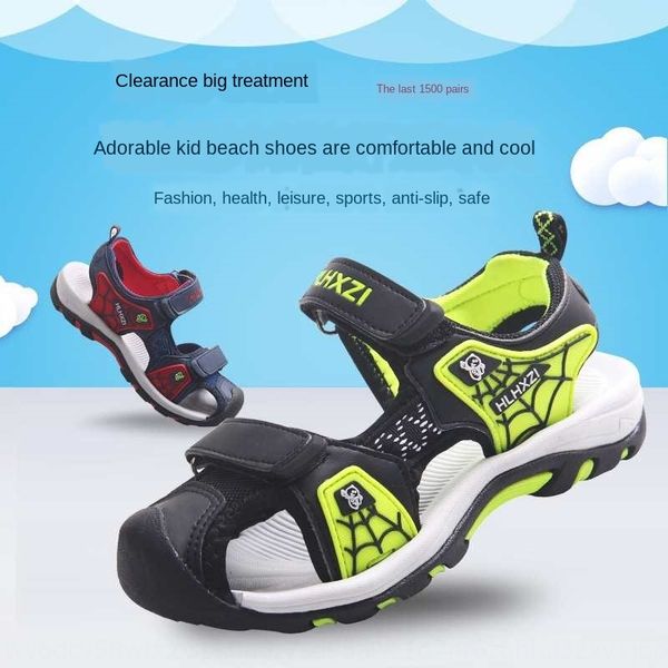 

ngeuf new medium and large children's shoes sandals soft bottom fashion beach baotou korean style cartoon male and female children&#039, Black;red