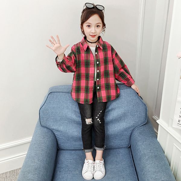 

qfelw 2019 осень детская осень новый корейский стиль щипцы модного западного стиля чень-шане tong чен-шане куртка детская рубашка для девоче, White;black