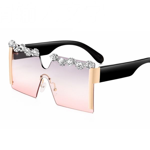 

glasses oversized one sunglasses square rimless sun brand designer female women piece jewel flat luxury uv400 eyeglasses veqxc mcmxb, White;black