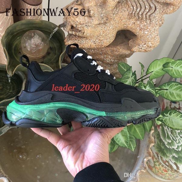 

fashion triple s crystal bottoms mens womens casual shoes paris 17fw designer sneakers vintage dad platform women new luxury trainers, Black