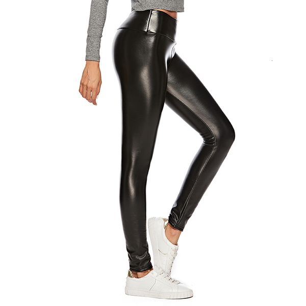 

plus size 3xl 4xl faux leather push up pants spring summer slim trousers elastic high waist high women casual leggings, Black