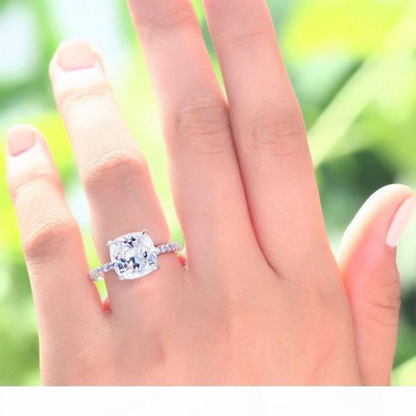 

павлин звезда твердая стерлингового серебра 925 wedding promise обручальное кольцо 5 карат подушка cut ювелирных изделий cfr8092 y19052201, Slivery;golden