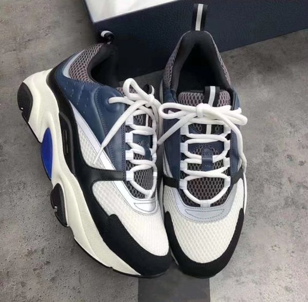 

мужчины b22 sneaker 100% телячья кроссовки обувь шнуровка светоотражающие кроссовки real leather платформа кроссовки серый синий runner обув, Black