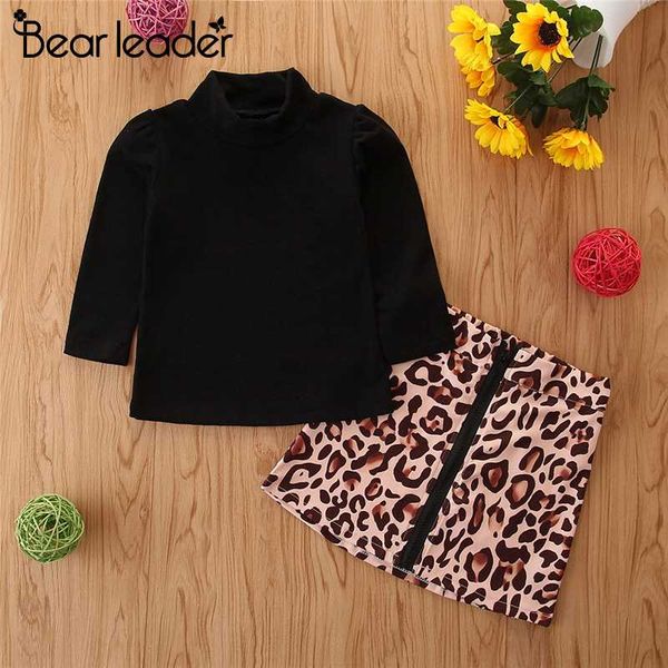 

clothing sets bear leader kid baby girl clothes black t shirts leopard print skirt set summer autumn girls outfit 1-5y outfits, White