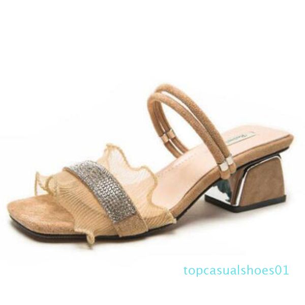 

summer new women shoes double purpose women's sandals fashion all-match thick heel women slippers outer women's sandals sh445 t01, Black