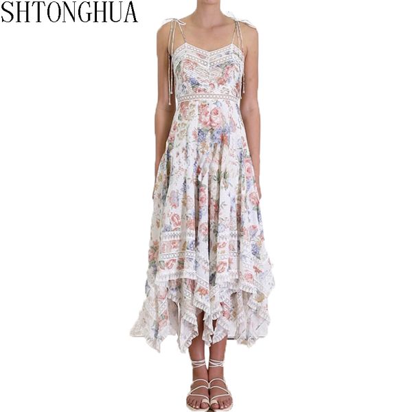 

new sweet flower suspender with irregularity dress for spring and summer 2020 holiday lace dress, Black;gray