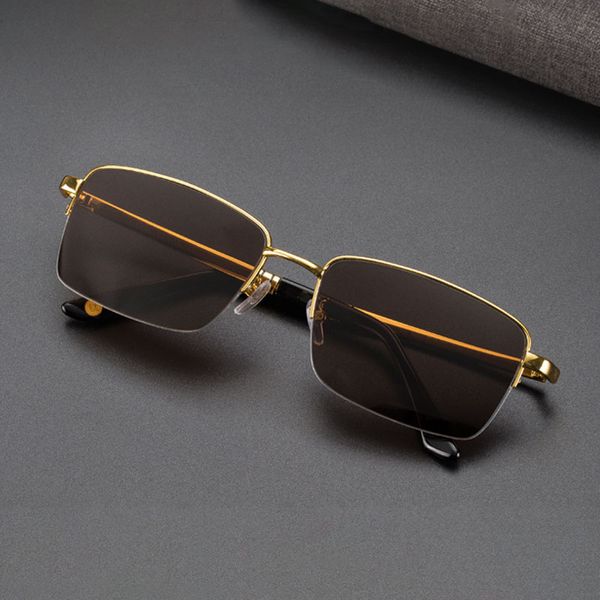 

glass sunglasses men vintage semi-rimless sun glasses for men crystal stone lens sunglasses brown lens glasses man eyewear gafas, White;black