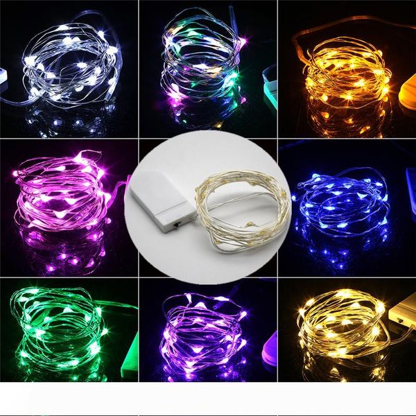 

led string light 2m silver wire fairy lights for garland home christmas wedding party decoration powered by cr2032 battery