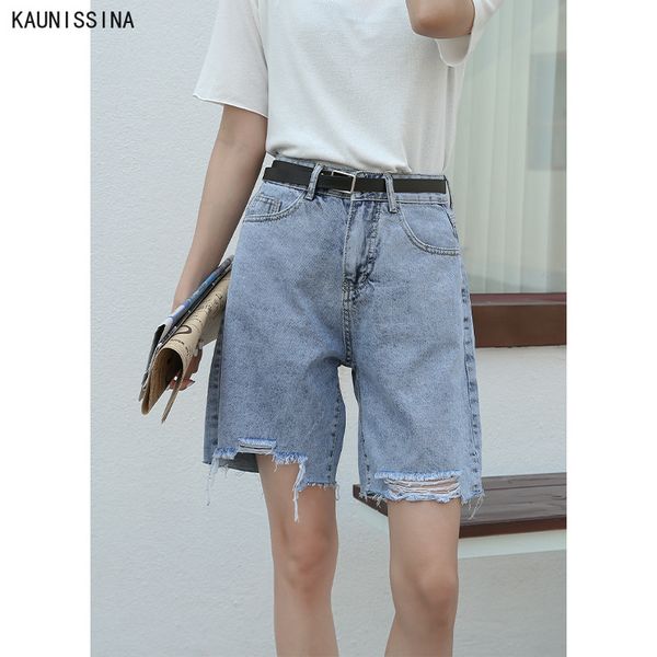 

women's denim shorts classic vintage high waist blue wide leg pants female caual straight summer ladies shorts jeans for women