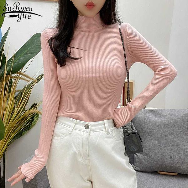 

long sleeve elastic solid slim fit bottoming sweater 2020 korean clothes autumn women's turtleneck winter clothes women 10627, White;black