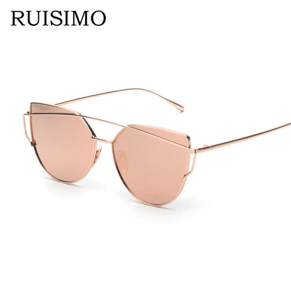 

pink vintage mirror female women cat eye sunglasses brand designer twin-beams ladies sun glasses for women retro feminino, White;black