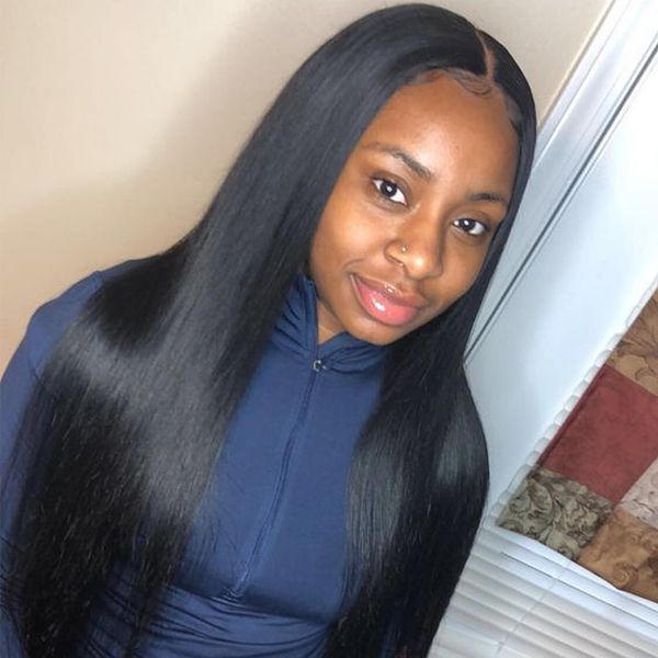 

lace front human hair wigs 4x4 5x5 closure wig 13x4 t part transparent lace front wig pre plucked straight 150 remy brazilian, Black