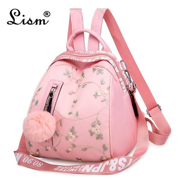 

women's backpack 2020 new oxford cloth exquisite embroidery multifunctional bag youth girl student school bag pink main