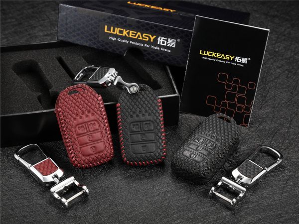 

leather key cover for honda jade 2013 1.8l gienia 2017 1.5 cvt 2018 1.5l xr-v holder case key3