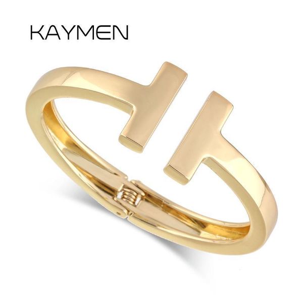 

selling women's letter "t" shape cuff bracelet & bangle made of zinc-alloy with good quality 2 colors fashion bangle jewelry, Black