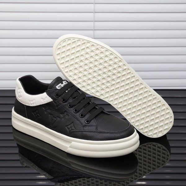 

2020 new trendy leather letters low-lace-up casual men's shoes, fashionable wild outdoor sports shoes, size: 38-451, Black