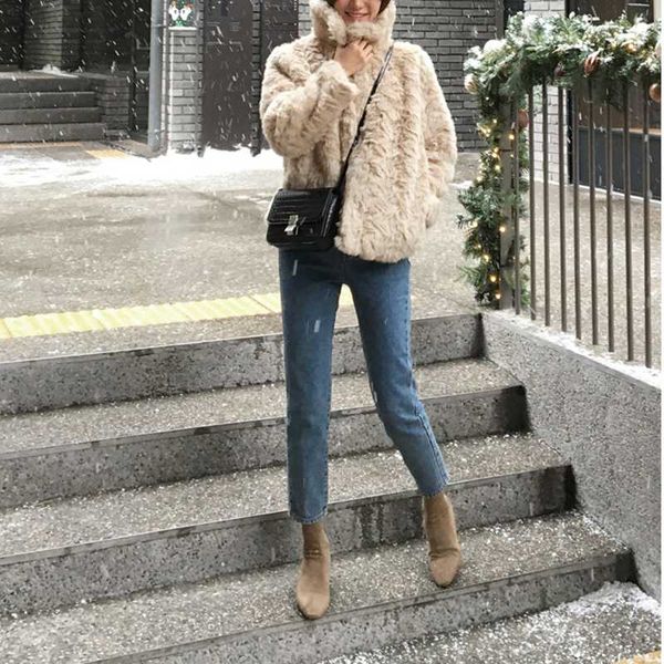 

women's winter jacket 2020 new coat female thick kpop faux fur woman jackets warm thick womans clothing mujer chaqueta lxr308, Black
