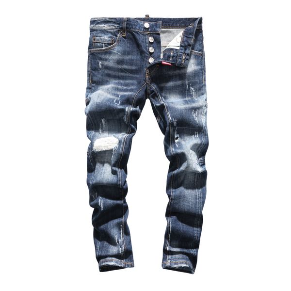 

2020 light luxury european goods trend fashion personality low waist little feet quality nightclub summer hole beggar men's jeans, Blue